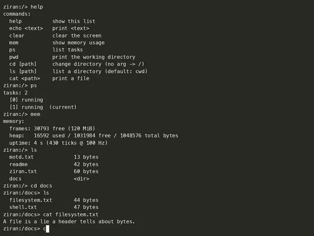 Ziran OS screenshot